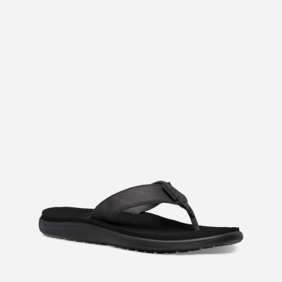 Teva Voya Leather Women's Black Flip Flops CA84288 Canada Online